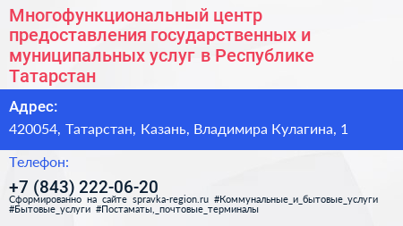 Многофункциональный центр предоставления государственных и муниципальных услуг в Республике Татарстан - визитка