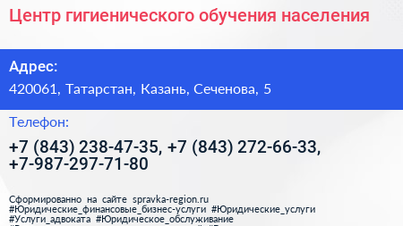 Центр гигиенического обучения населения - визитка
