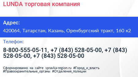 LUNDA торговая компания - визитка