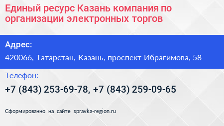 Единый ресурс Казань компания по организации электронных торгов - визитка