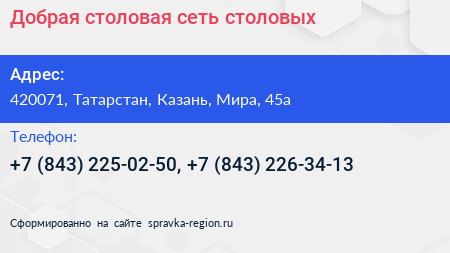 Добрая столовая сеть столовых - визитка