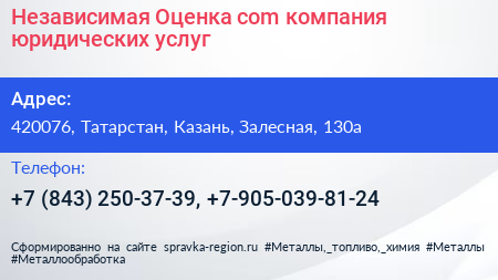 Независимая Оценка com компания юридических услуг - визитка