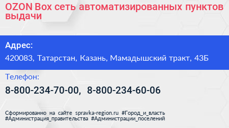 OZON Box сеть автоматизированных пунктов выдачи - визитка