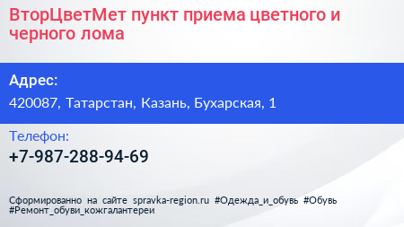 ВторЦветМет пункт приема цветного и черного лома - визитка