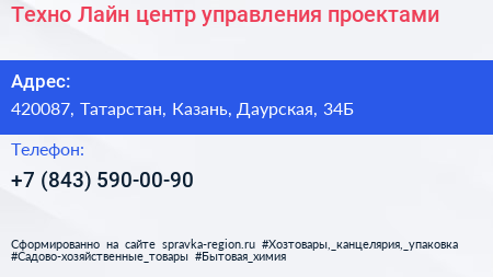 Техно Лайн центр управления проектами - визитка