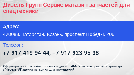 Дизель Групп Сервис магазин запчастей для спецтехники - визитка