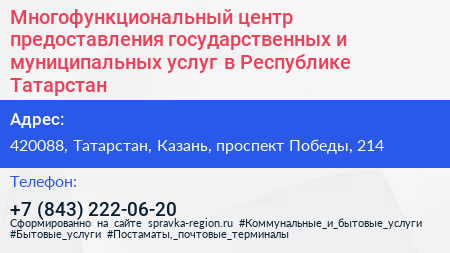 Многофункциональный центр предоставления государственных и муниципальных услуг в Республике Татарстан - визитка