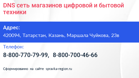 DNS сеть магазинов цифровой и бытовой техники - визитка