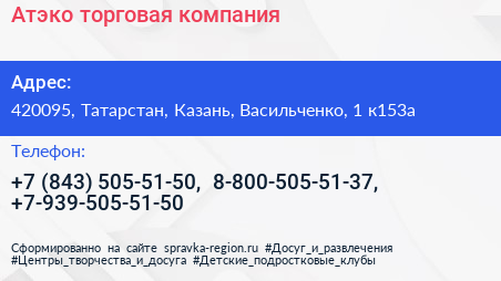 Атэко торговая компания - визитка