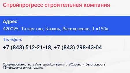 Стройпрогресс строительная компания - визитка