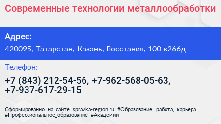 Современные технологии металлообработки - визитка