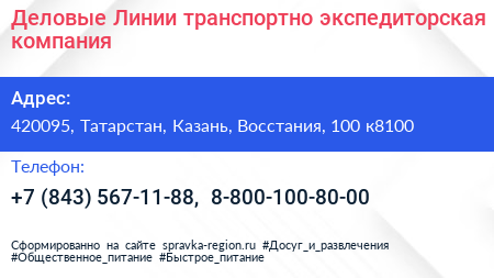 Деловые Линии транспортно экспедиторская компания - визитка