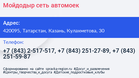 Мойдодыр сеть автомоек - визитка