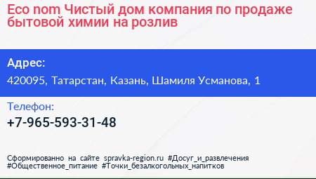 Eco nom Чистый дом компания по продаже бытовой химии на розлив - визитка