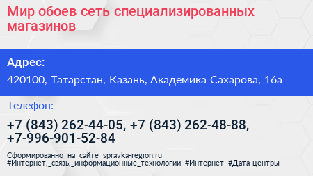 Мир обоев сеть специализированных магазинов - визитка