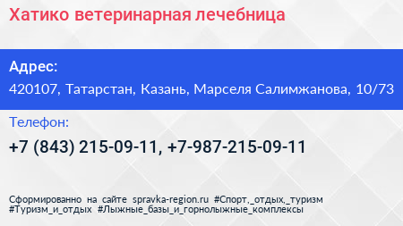 Хатико ветеринарная лечебница - визитка