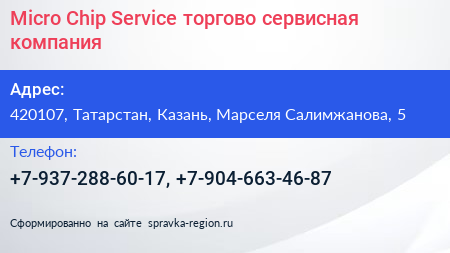 Micro Chip Service торгово сервисная компания - визитка