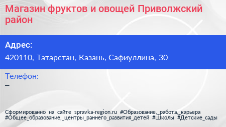Магазин фруктов и овощей Приволжский район - визитка