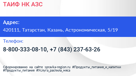 ТАИФ НК АЗС - визитка
