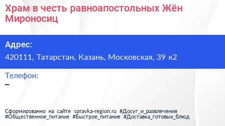 Храм в честь равноапостольных Жён Мироносиц - визитка