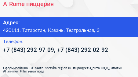 A Rome пиццерия - визитка