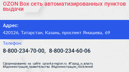 OZON Box сеть автоматизированных пунктов выдачи - визитка
