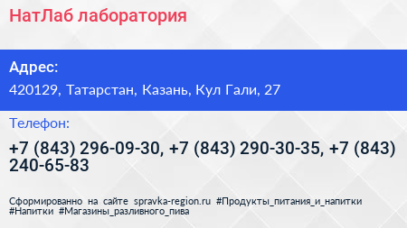 НатЛаб лаборатория - визитка
