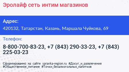 Эролайф сеть интим магазинов - визитка