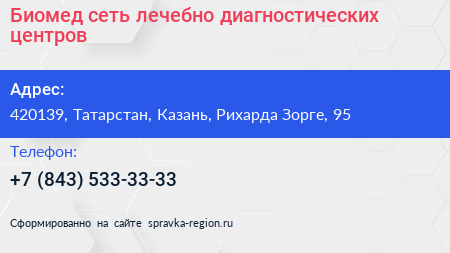 Биомед сеть лечебно диагностических центров - визитка