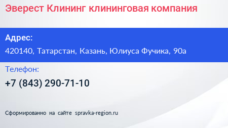 Эверест Клининг клининговая компания - визитка