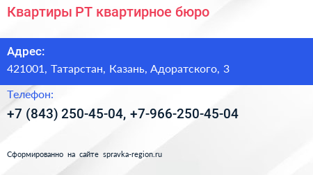 Квартиры РТ квартирное бюро - визитка