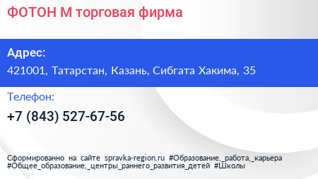 ФОТОН М торговая фирма - визитка