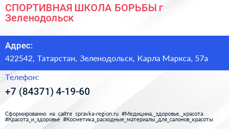 СПОРТИВНАЯ ШКОЛА БОРЬБЫ г Зеленодольск - визитка
