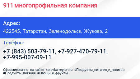 911 многопрофильная компания - визитка