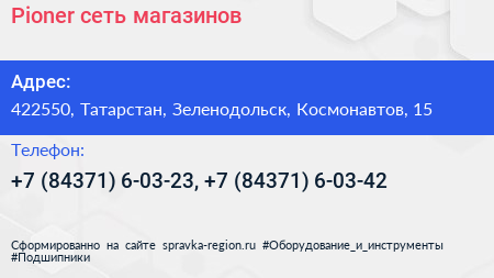 Pioner сеть магазинов - визитка