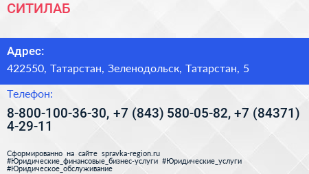 СИТИЛАБ - визитка