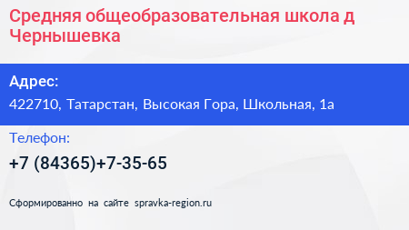 Средняя общеобразовательная школа д Чернышевка - визитка
