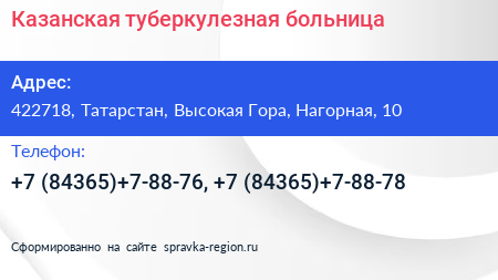 Казанская туберкулезная больница - визитка