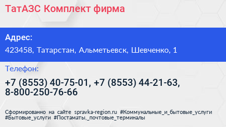 ТатАЗС Комплект фирма - визитка
