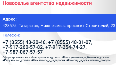 Новоселье агентство недвижимости - визитка
