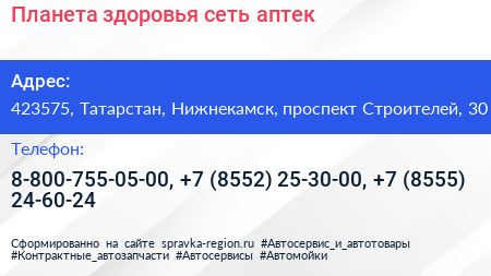 Планета здоровья сеть аптек - визитка
