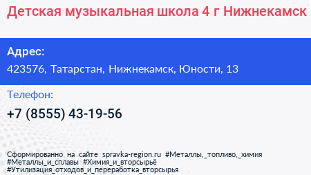 Детская музыкальная школа 4 г Нижнекамск - визитка