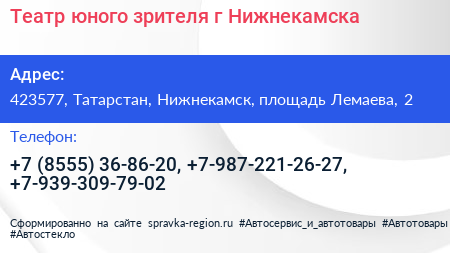 Театр юного зрителя г Нижнекамска - визитка