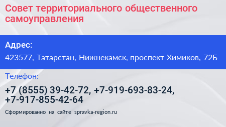 Совет территориального общественного самоуправления - визитка