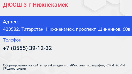 ДЮСШ 3 г Нижнекамск - визитка