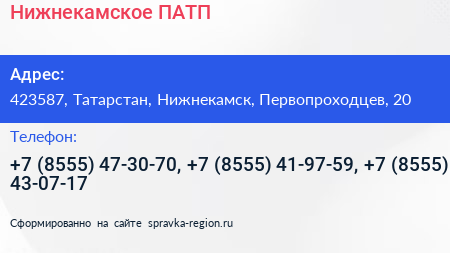 Нижнекамское ПАТП - визитка