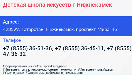 Детская школа искусств г Нижнекамск - визитка