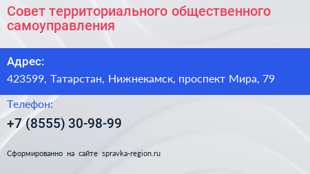 Совет территориального общественного самоуправления - визитка