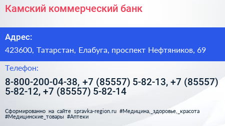 Камский коммерческий банк - визитка