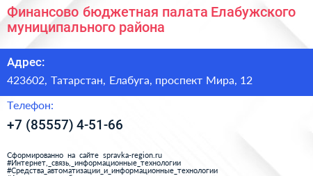 Финансово бюджетная палата Елабужского муниципального района - визитка